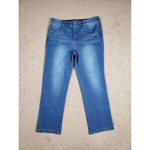 Democracy Ab Solution Women's Jeans Stretch Ankle Elastic Waist Blue Size 8